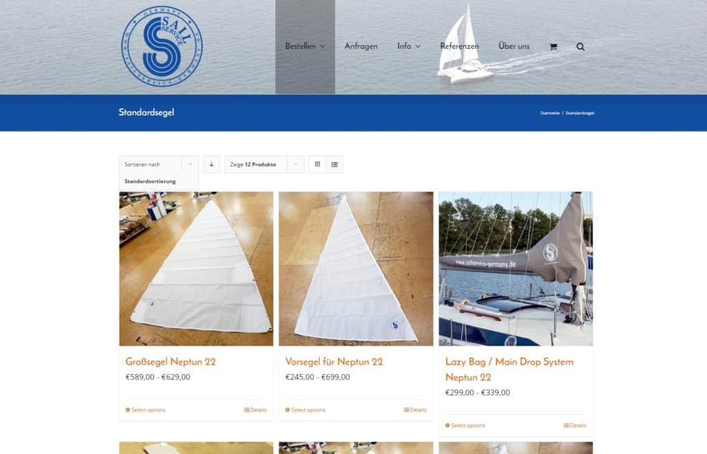 Webshop mit Shopware: Sailservice Germany