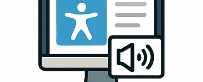 Grafik eines Computers, auf dessen Bildschirm ein Icon für Accessibility abgebildet ist