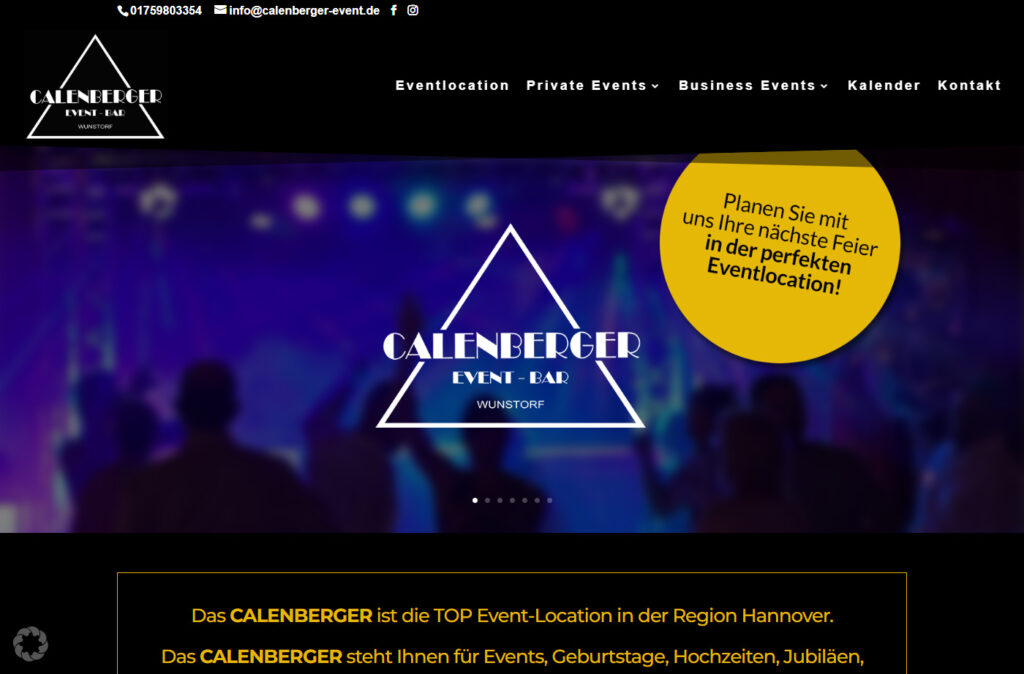 Referenzbild der Kundenwebsite calenberger-event.de