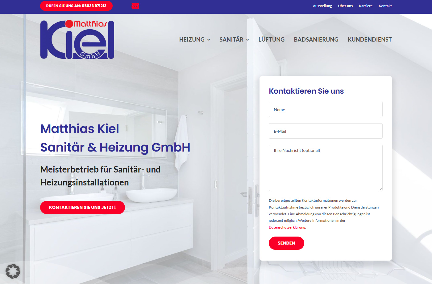 Referenzbild der Kundenwebsite kiel-sanitaer.de