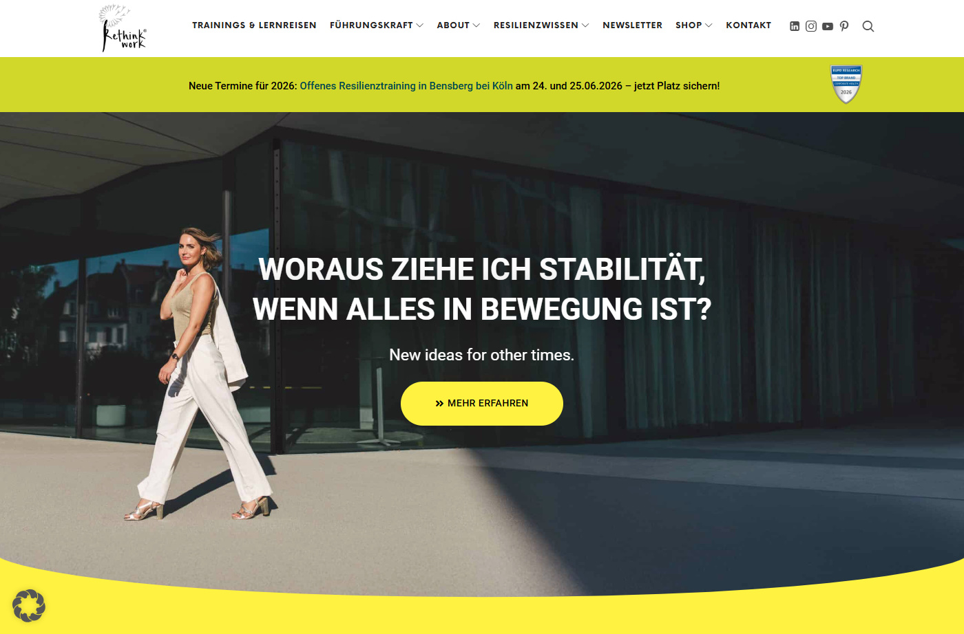 Referenzbild der Kundenwebsite rethinkwork.de