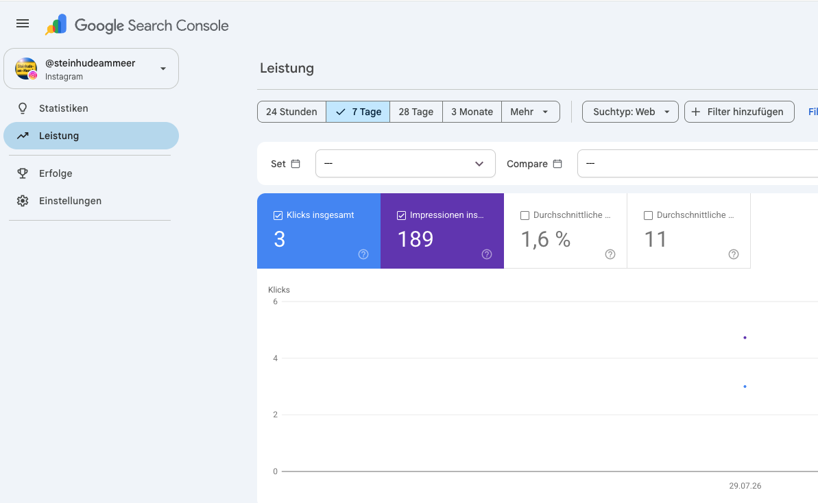 Google Search-Console Instagram Property